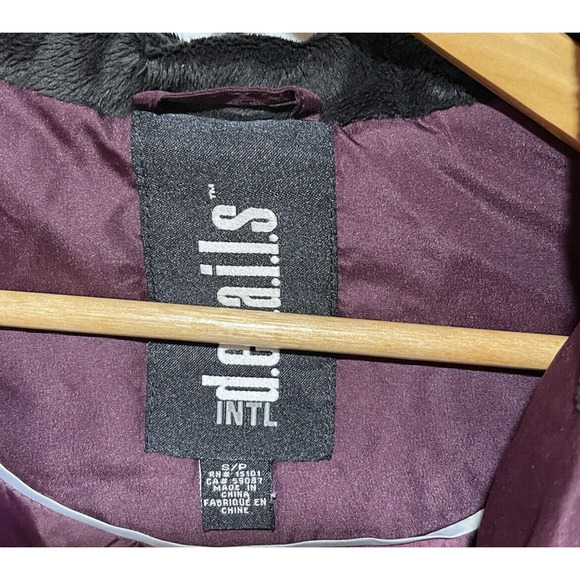 Intl Details Women's Puffer Coat Jacket Size S Full Zip & Snap Purple - Picture 4 of 5